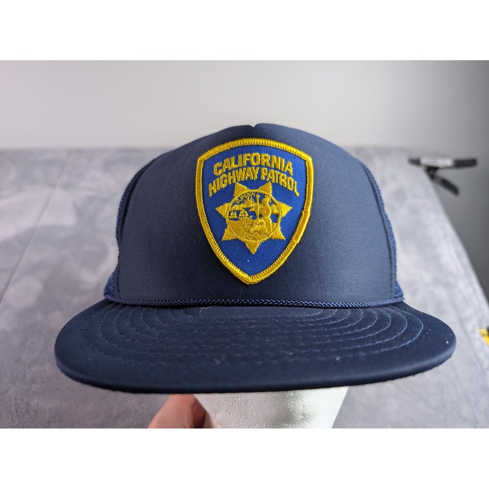 Vintage Calhead California Highway Patrol CHP Trucker Hat Navy Blue Snapback 79